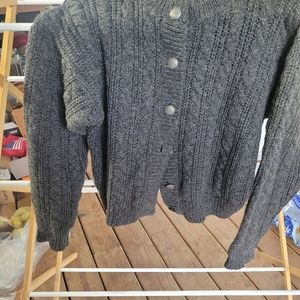 EUC Handmade 100% wool Charcoal Gray button up sweater.